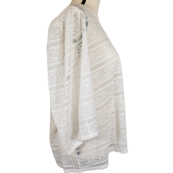 Treasure&Bond Beautiful Lace Blouse, 3X, Ivory - Picture 2 of 14